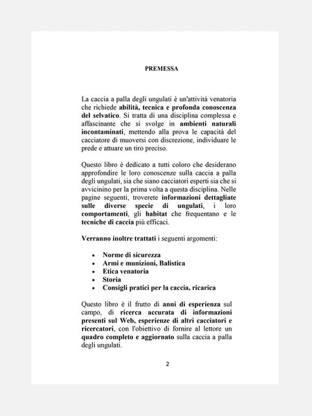 PAGINA 2 LIBRO - CACCIA A PALLA, CALIBRI, ARMI E BALISTICA